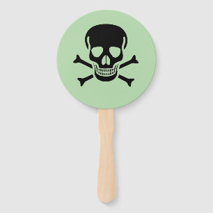 Black Skull green round hand fans