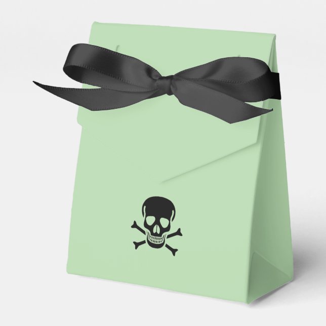 Black Skull green tent favour boxes small (Front Side)