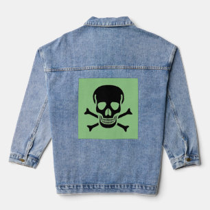 Black Skull green women denim jacket