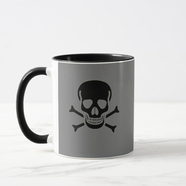 Black Skull grey black combo mug coffee mug (Left)