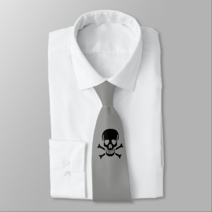 Black Skull grey necktie