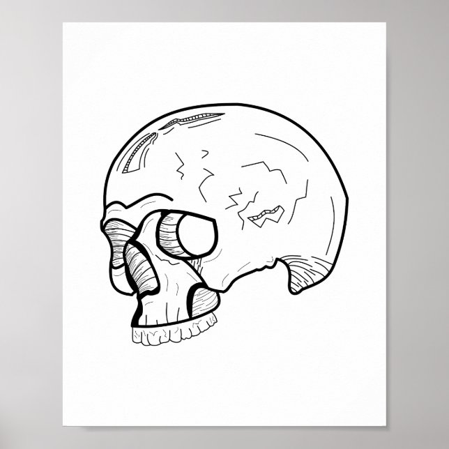 Black Skull Line art Draw Poster (Front)