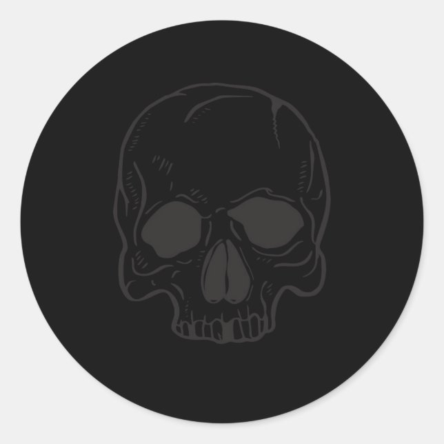 Black Skull Rock Star Cool Black Birthday Party Classic Round Sticker (Front)