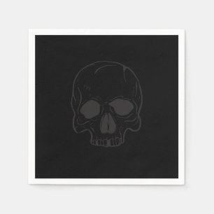Black Skull Rock Star Cool Black Birthday Party Napkin