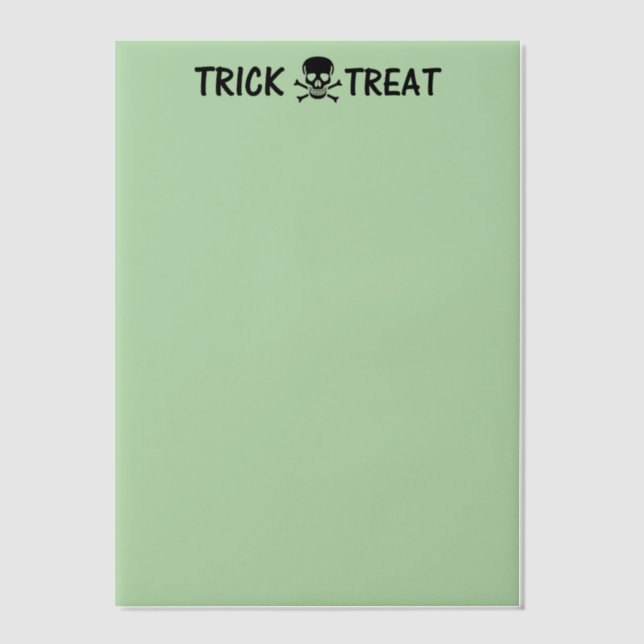 Black Skull Trick or Treat green vellum papers Vellum Invitations (Front)