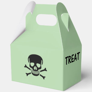 Black Skull Trick Treat green gable favor boxes lg