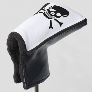 Black Skull white golf club putter cover