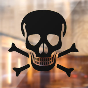 Black Skull window cling back stick