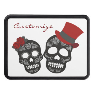 Black skulls Duo Thunder_Cove Trailer Hitch Cover