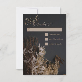 Black Slate Boho Rustique Floral Wedding Carte RSV