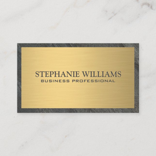 Black Slate | Gold Metal Business Card (Front)