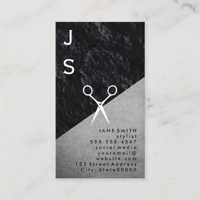 Black Slate / Leather / Hair Stylist Business Card (Front)