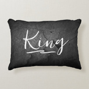 Black Slate Rock with King Text Accent Pillow