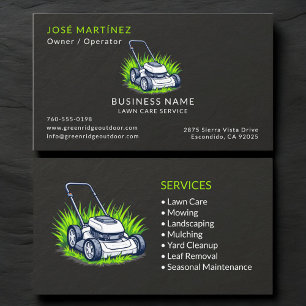 Black Slate Stone Green Lawn Care Service Business Card
