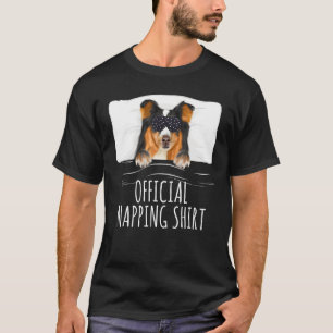 Black Sleep Mask Shetland Sheepdog Official Nappin T-Shirt