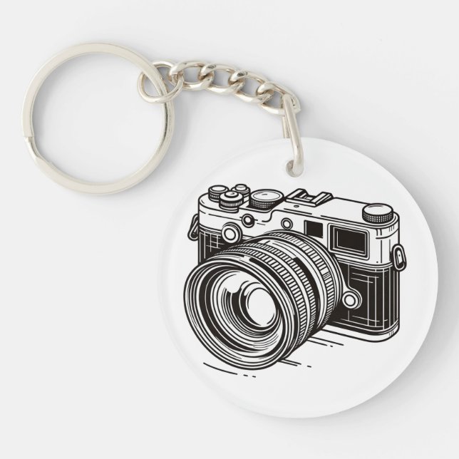 Black SLR Photographer Camera Photography Keychain (Front)
