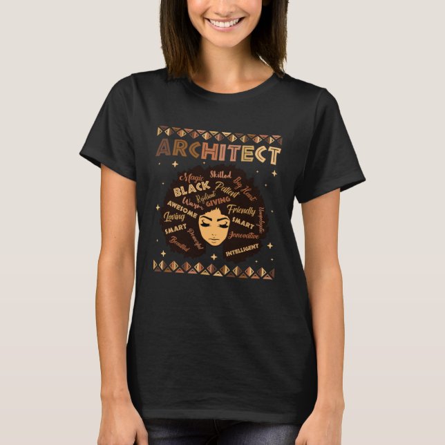 Black Smart Architect Afro Hair Melanin African Am T-Shirt (Front)
