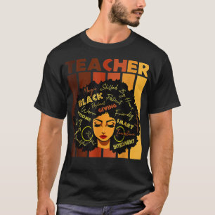 Black Smart Teacher Afro Love African American Wom T-Shirt