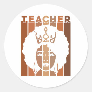 Black Smart Teacher Afro Love Melanin Black Histor Classic Round Sticker