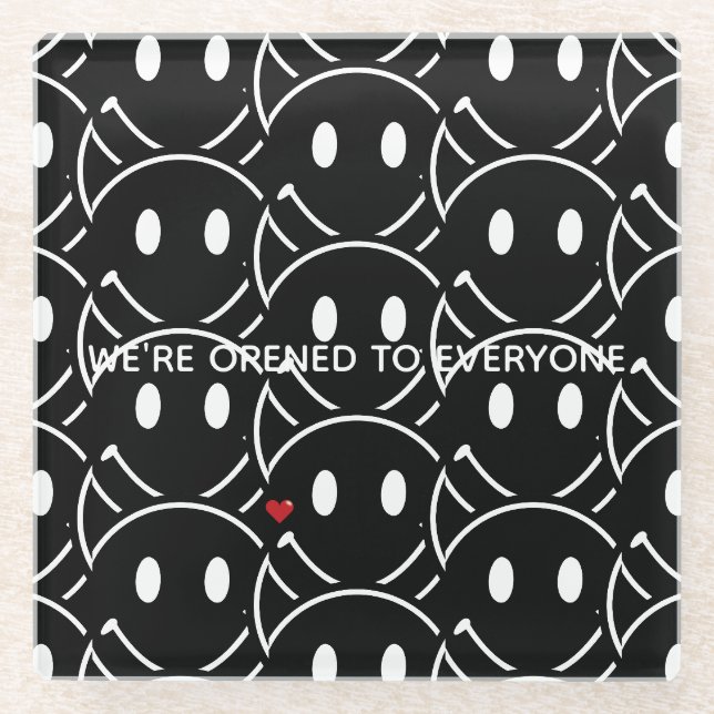black smiles glass coaster (Front)