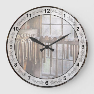 Black Smith - Draw plates and hammers Large Clock