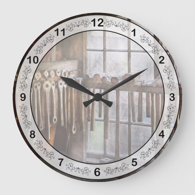 Black Smith - Draw plates and hammers Large Clock (Front)