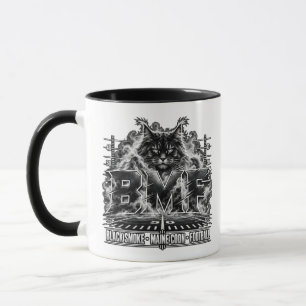 Black Smoke Maine Coon Football Grunge Art Mug