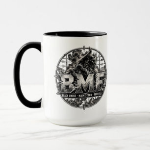 Black Smoke Maine Coon Football Grunge Emblem Mug