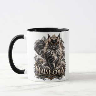 Black Smoke Maine Coon Gold Fantasy Art Mug