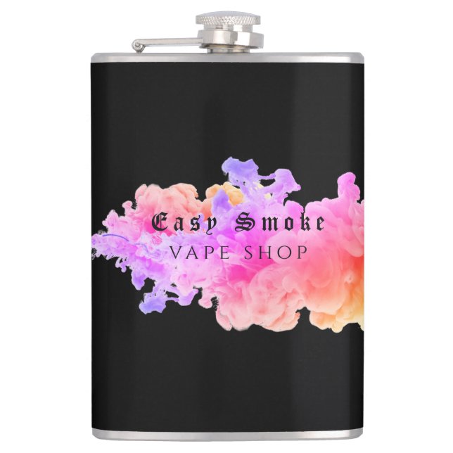 Black Smoke Vape Shop Business Hip Flask (Front)