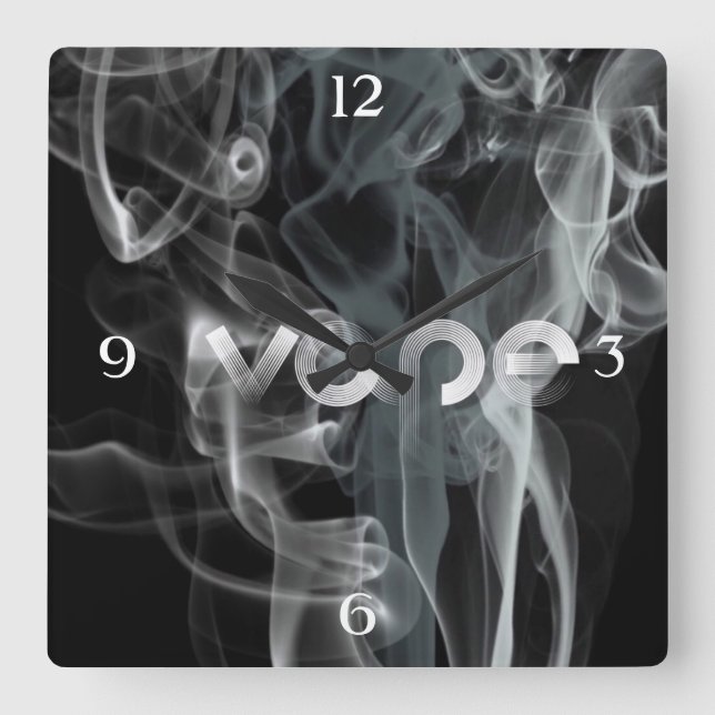 Black Smoke Vape Square Wall Clock (Front)