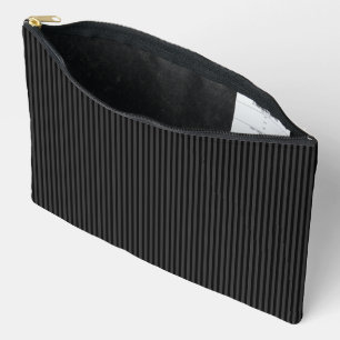 Black & Smoky Black Narrow Vertical Stripes Accessory Pouch