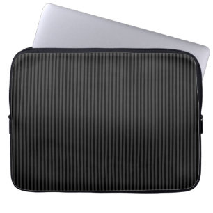 Black & Smoky Black Narrow Vertical Stripes Laptop Sleeve