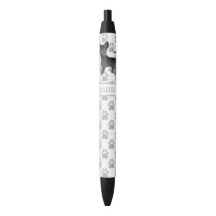 Black Smooth Coat Chihuahua Cartoon Dog & Name Ink Pen