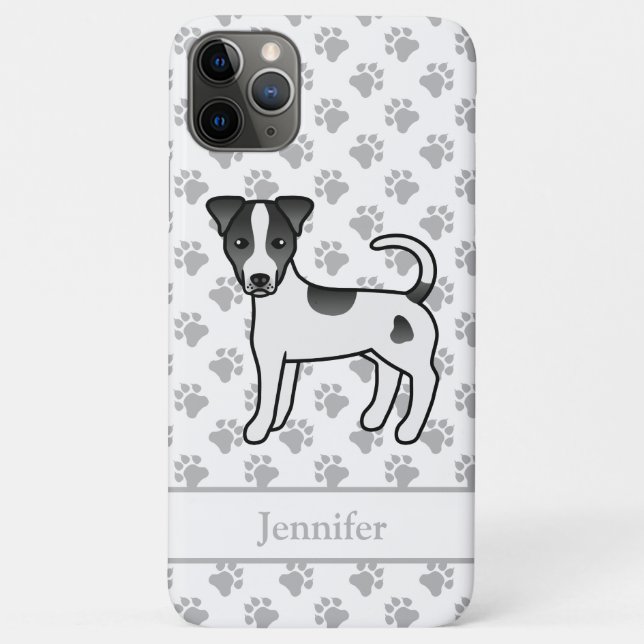 Black Smooth Coat Parson Russell Terrier & Name Case-Mate iPhone Case (Back)