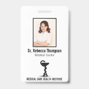 Black Snake Bowl Hygieia Medical White Photo ID Badge