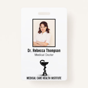 Black Snake Bowl Hygieia Medical White Photo ID Badge
