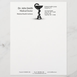 Black Snake Bowl Medical Hygieia White Caduceus Letterhead