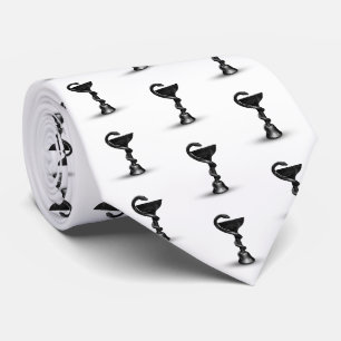 Black Snake Medical Bowl Hygieia White Caduceus Tie