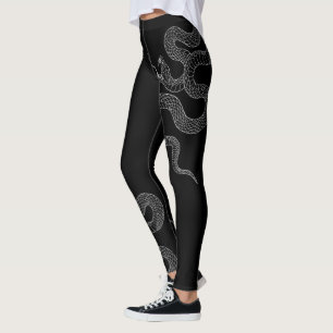 Black Snake Modern Sketch Sport Gym Leggings