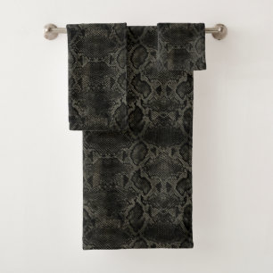 Black Snake print Bath Towel Set