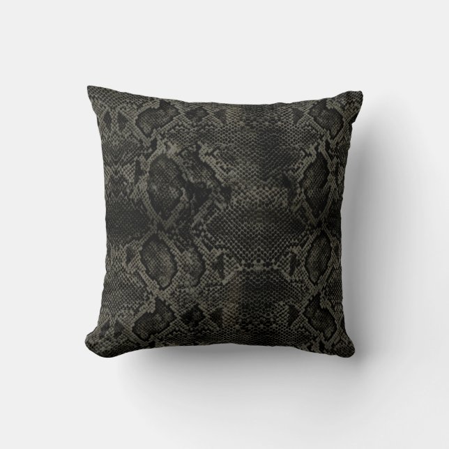 Black Snake print Throw Pillow (Front)