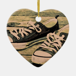 Black sneakers ceramic ornament