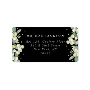 Black Snowberry+Eucalyptus Address Label