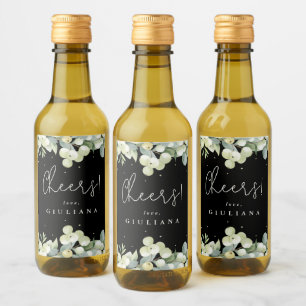 Black Snowberry+Eucalyptus Bachelorette Mini Wine Label