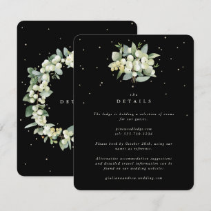 Black Snowberry+Eucalyptus Bouquet Wedding Details Enclosure Card