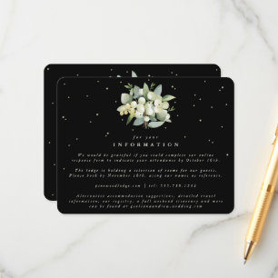 Black Snowberry+Eucalyptus Bouquet Wedding Info Enclosure Card