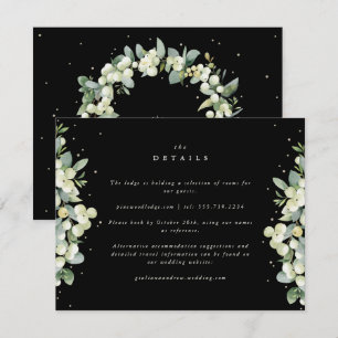 Black Snowberry+Eucalyptus Edged Wedding Details Enclosure Card