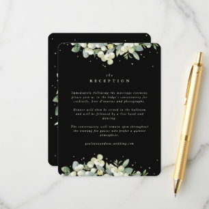 Black Snowberry+Eucalyptus Edged Wedding Reception Enclosure Card