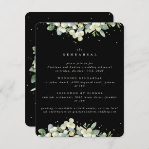 Black Snowberry+Eucalyptus Edged Wedding Rehearsal Enclosure Card
